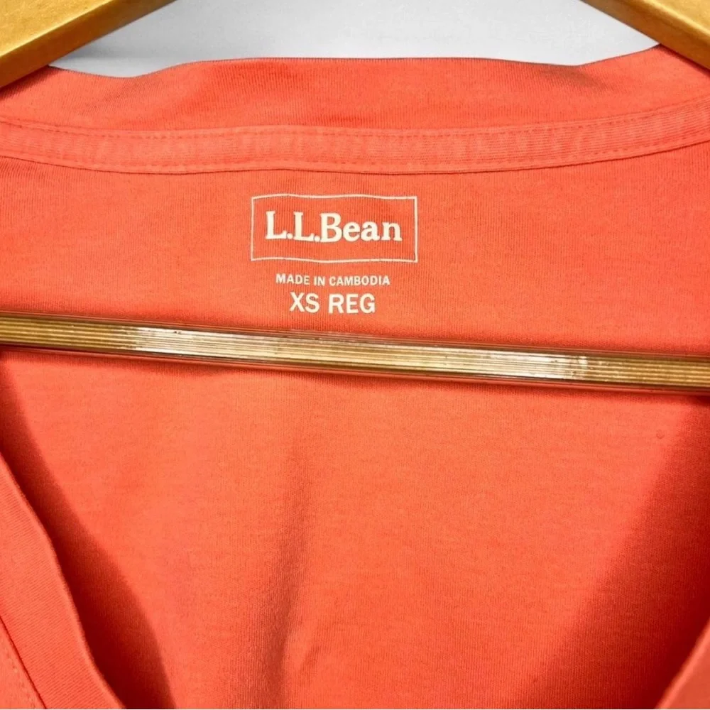 L.L. Bean Melon Coral Orange Cotton V-Neck Button Cardigan Sweater XS⁠ Fall